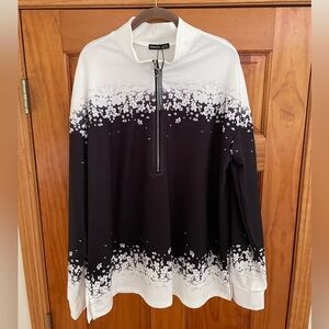 NWT Noracora Black and White Half Zip Tunic Top Size XL